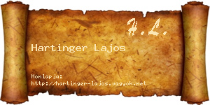 Hartinger Lajos névjegykártya